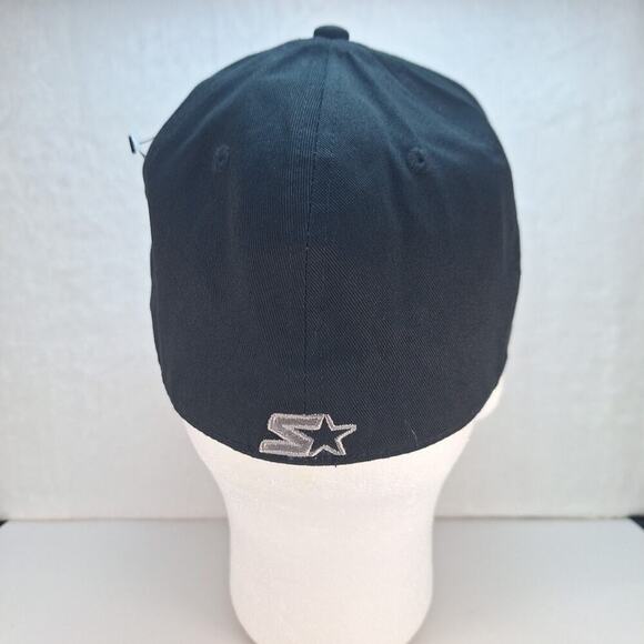 Starter STAR-FIT Flat Brim Hat Cap Fitted Small/Medium Black Gray Logo - Picture 4 of 8